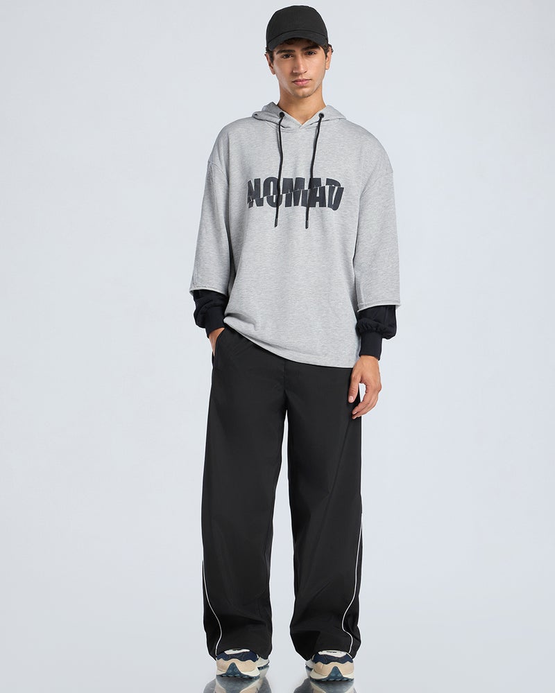 bewakoof Men's Grey No Mad Typography Super Loose Fit Hoodies - Image 5